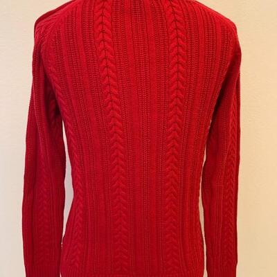 LOT 219 LANDS END RED CABLE KNIT SWEATER