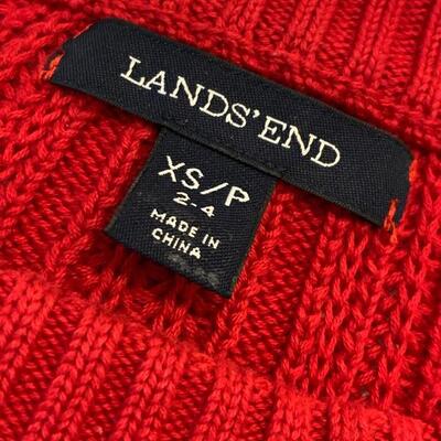 LOT 219 LANDS END RED CABLE KNIT SWEATER
