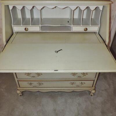 LOT 5  FRENCH PROVINCIAL STYLE SECRETARY/CHEST WITH SKELETON KEY
