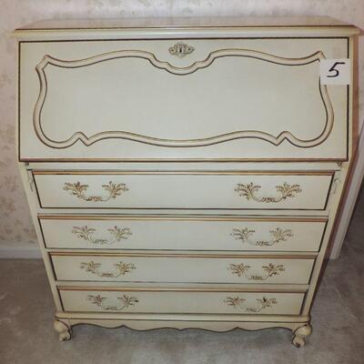 LOT 5  FRENCH PROVINCIAL STYLE SECRETARY/CHEST WITH SKELETON KEY