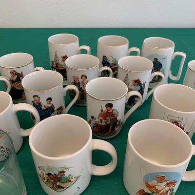 Lot 224 Group Norman Rockwell Collector Plate Bell Glass 15 Mugs  