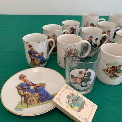Lot 224 Group Norman Rockwell Collector Plate Bell Glass 15 Mugs  