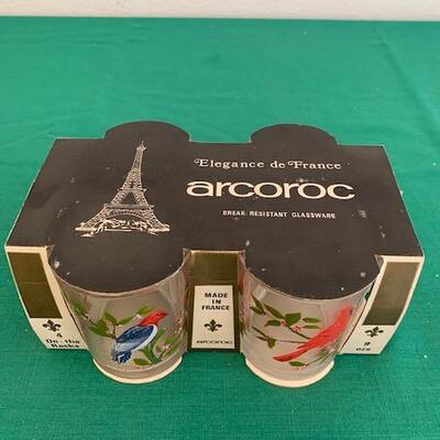 LOT 225 Arcoroc 4 Glasses New Made in France 9oz Birds