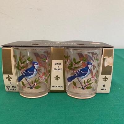 LOT 225 Arcoroc 4 Glasses New Made in France 9oz Birds