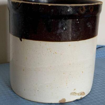 Lot# 218 -Stoneware crock Unmarked-great for storing kitchen utensils or potted plant