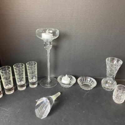D610 Etched Glass Lot Waterford, Val St. Lambert 