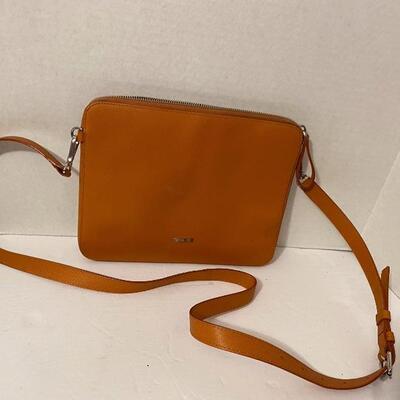 H798 Tumi Orange Leather Cross Body Bag