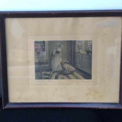 Pair of Vintage WALLACE NUTTING Style 7 x 5 Hand Colored Photographs Indoor Scenes