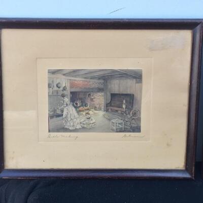 Pair of Vintage WALLACE NUTTING Style 7 x 5 Hand Colored Photographs Indoor Scenes