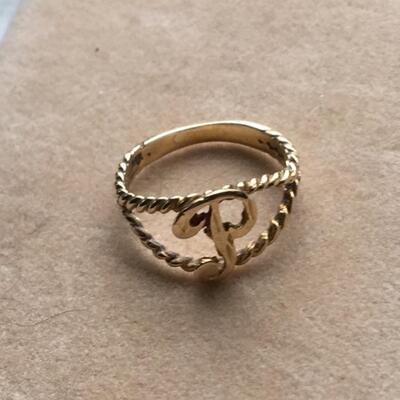 14k Gold Child’s Ring Size 2 Initial “P”