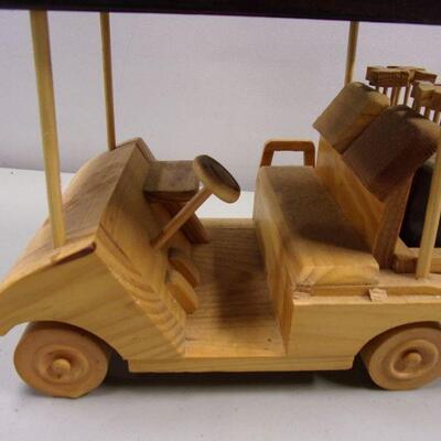 Lot 197 - Wooden Golf Cart & Cast Iron Golfer Door Stop