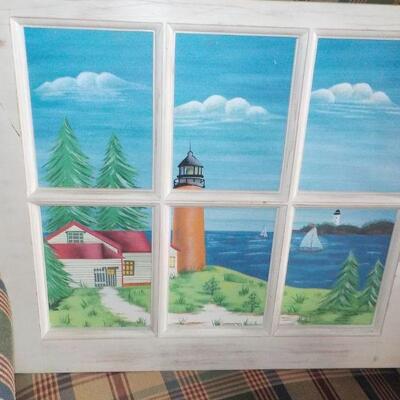 Window Art 24 x 24 Sea side light house .