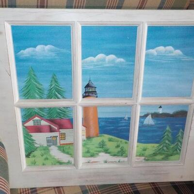 Window Art 24 x 24 Sea side light house .
