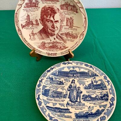 LOT 282  VINTGE SOUVENIR COMMEMORATIVE PLATES WILL ROGERS & OKLAHOMA