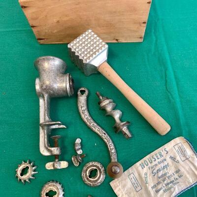 LOT 283  ANTIQUE MEAT GRINDER & MEAT TENDERIZER 