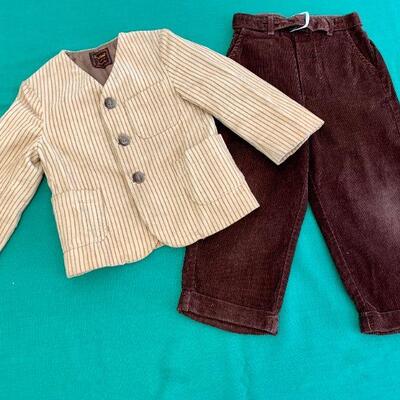 LOT 298 VINTAGE BOYS CORDUROY 2 PC SUIT SIZE 2T