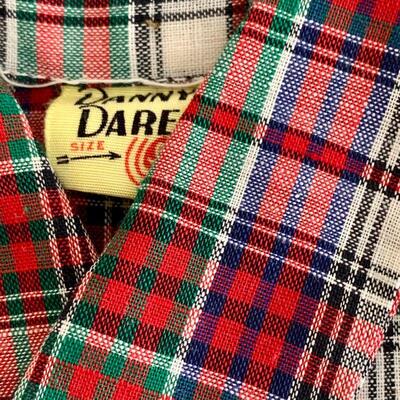 LOT 300 VINTAGE DANNY DARE 1950S BOYS PLAID SHORT SLEEVE SHIRT 