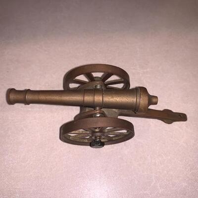 Antique vintage Brass cannon set (2) large and small