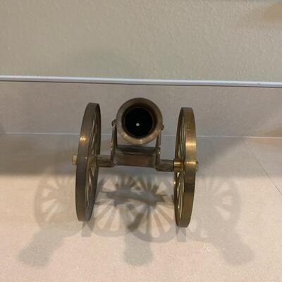 Antique vintage Brass cannon set (2) large and small