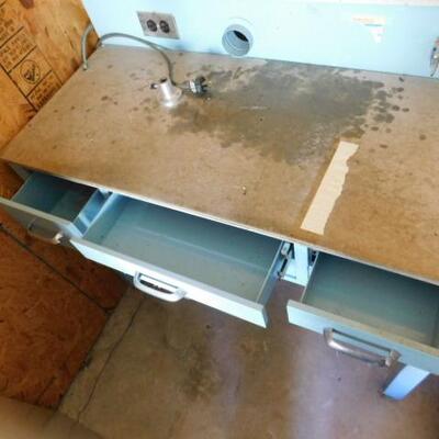 Fantastic Industrial or Commercial Steel Laboratory Work Table with Drawers, Electric Outlet and Gas Outlets 