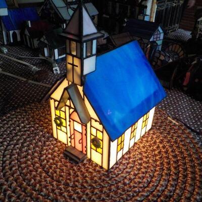 :Stain Glass Church with lights "