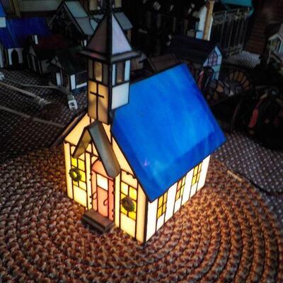 :Stain Glass Church with lights "