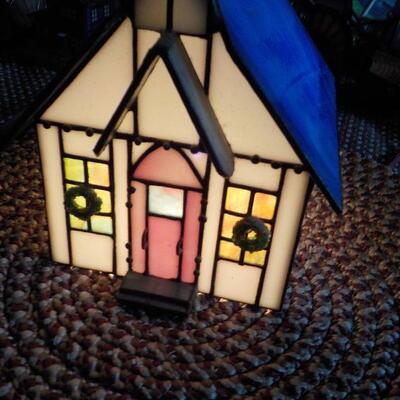 :Stain Glass Church with lights "
