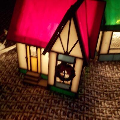 3 Stain Glass Village combination and Lighted,