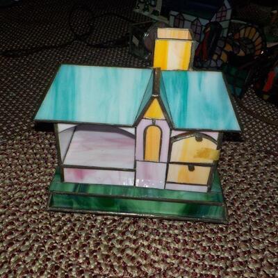Multi color stain glass church .