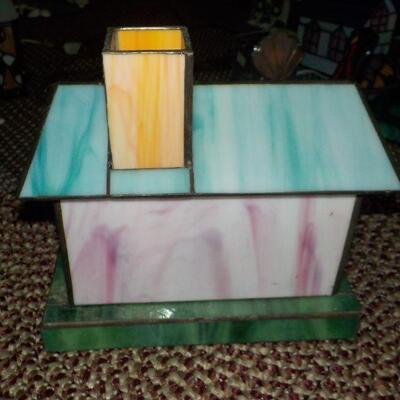 Multi color stain glass church .
