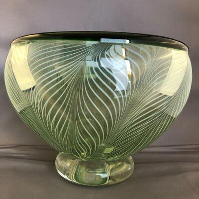Green w/Dark Green rim Lg glass bowl 6.25