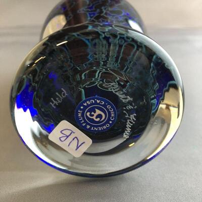 Black/Colbalt Blue Sm Vase 5"- signed Orient & Flume, Held, H0529J2