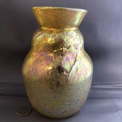 Iridescent Gold Tectured Vase 6.25