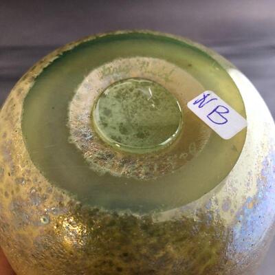 Iridescent Gold Tectured Vase 6.25"- signed O&F, Greg Held, 1981 J3