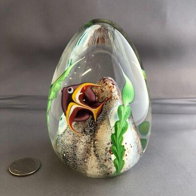 Purple Angelfish bubbling Large paperweight 4.5