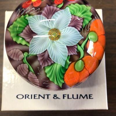 Floral bouquet paperweight - signed Orient & Flume, G Held, H-8-1982 May