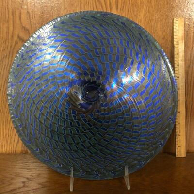 Iridescent blue squash vase plate (flattend vase to plate) - Greg Held