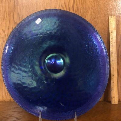 Iridescent blue squash vase plate (flattend vase to plate) - Greg Held