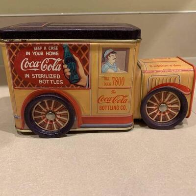 Vintage Coca Cola tin truck bank