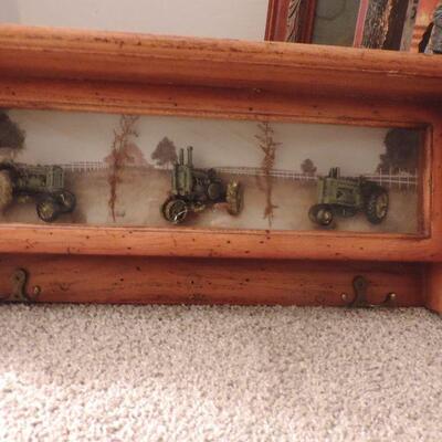 JOHN DEERE FRAMED ART & SHELF/RACK