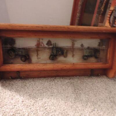 JOHN DEERE FRAMED ART & SHELF/RACK