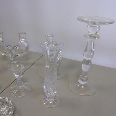 Lot 31 - Crystal Candle Sticks Vase & More