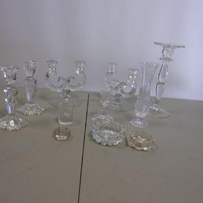 Lot 31 - Crystal Candle Sticks Vase & More