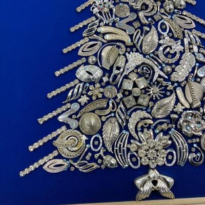 (97) Vintage | Large Ornate Jewelry Art Christmas Tree | Folk Art