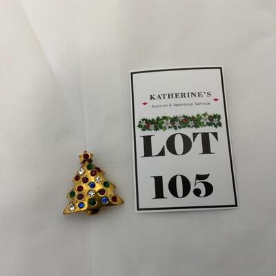 (105) Vintage | 1970s Eisenberg Ice Christmas Tree Pin