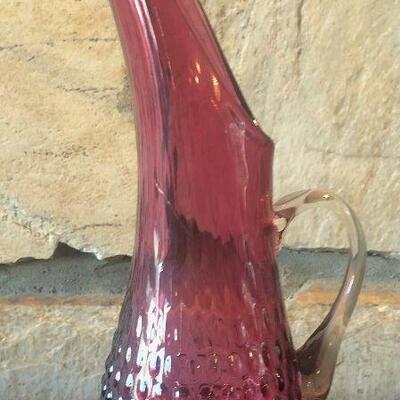 #10 Cranberry Color  Glass Ewer RETRO