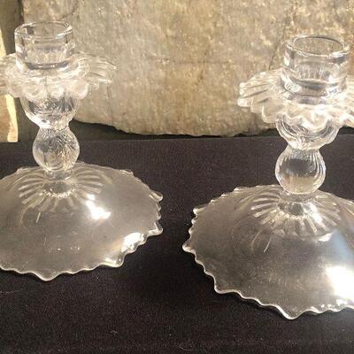 #19 Clear Glass Candle Holders 