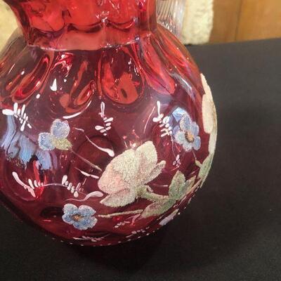 #31 Antique Cranberry Fluted Water Pitcher 