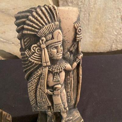 #98 Cast Resin Figural Aztec Bookends 