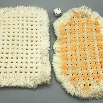 Pair of Yarn Crochet Doily Table Mats